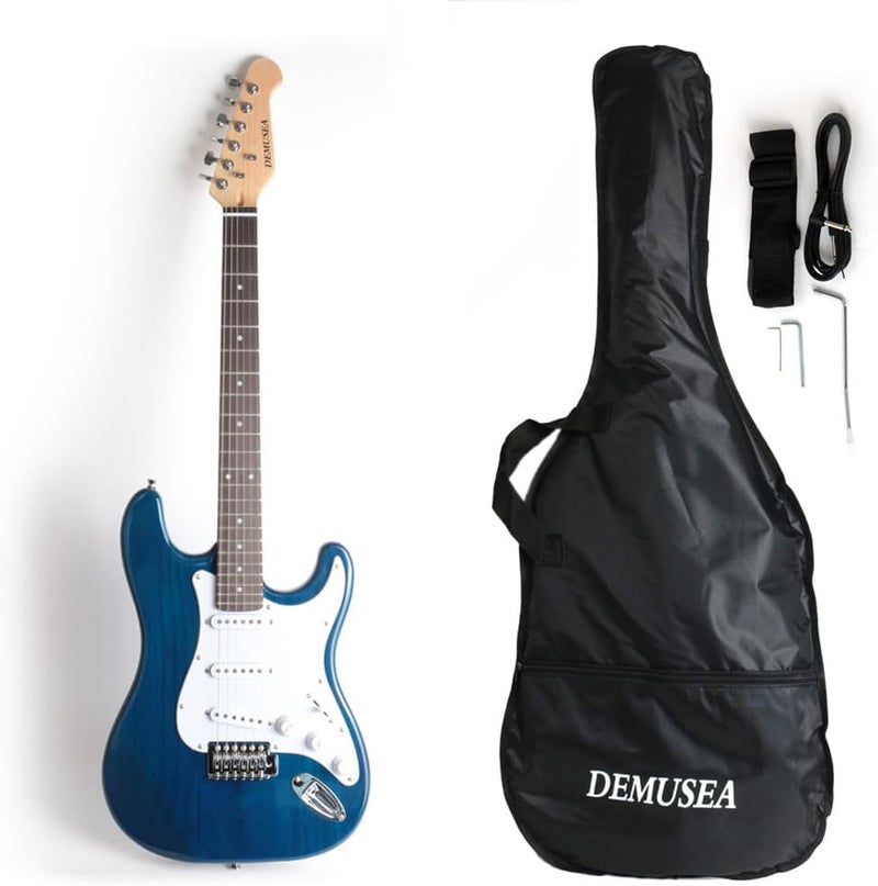 demusea DST-30 Full Size Electric Guitar Beginner Starter Practic With Gig bag And Strap (DST-30, Blue) - Image 1